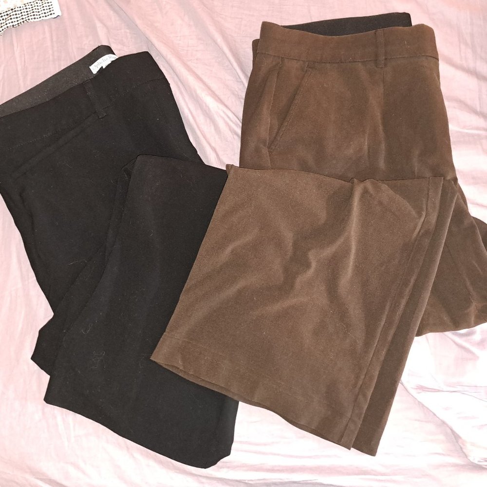 2 - Pairs Women's Size 18W Dress Pants Ophelia Roe Briggs New York Black Brown